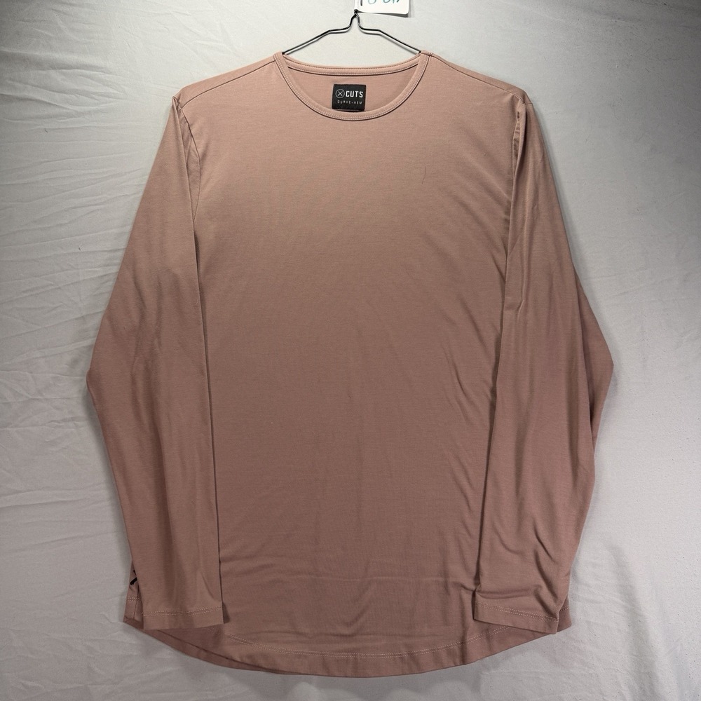 Cuts Shirt Mens Large Brown Curve-Hem Pyca Pro Stretch Solid Crewneck T Shirt
